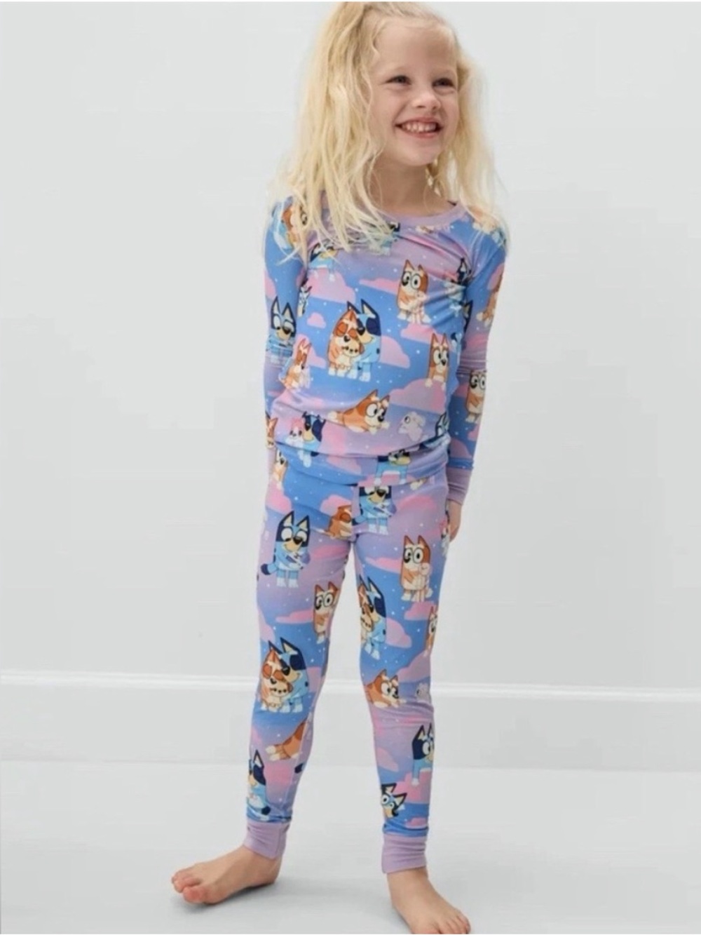 Little Sleepies Lavender & Blue Cartoon Puppy Pajama Set